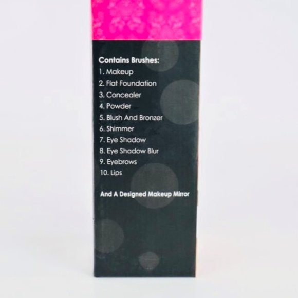 BEAUTY LALLY 10PC MAKE-UP BRUSH SET W/MIRROR - Picture 4 of 4